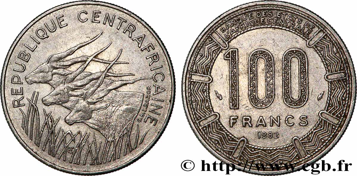 CENTRAFRIQUE 100 Francs 1982 Paris TTB+ 