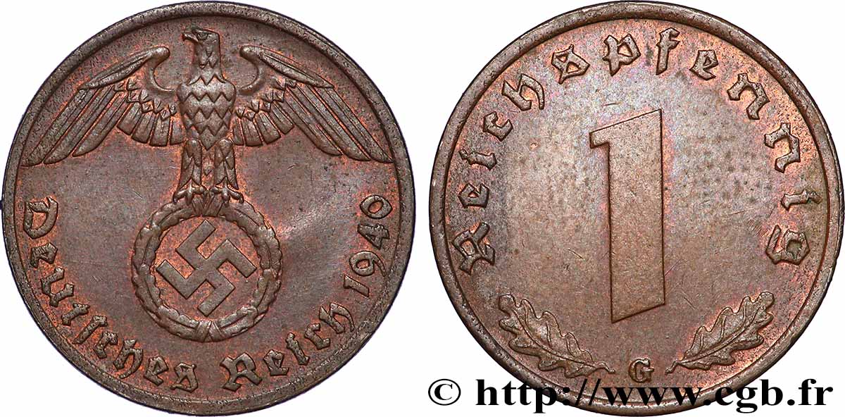 ALLEMAGNE 1 Reichspfennig aigle et swastika 1940 Karlsruhe SUP 