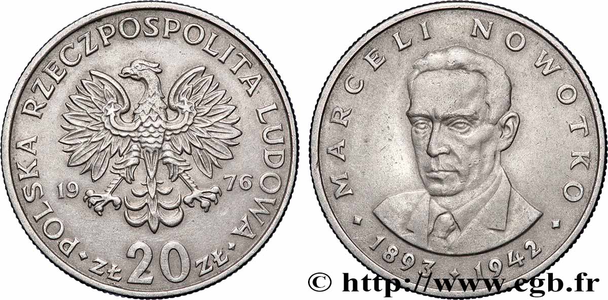POLOGNE 20 Zlotych Marceli Novotko 1976 Varsovie SUP 