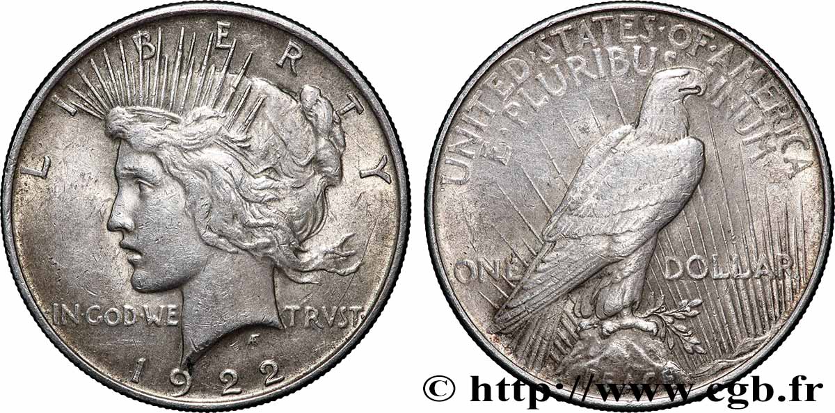 VEREINIGTE STAATEN VON AMERIKA 1 Dollar Peace 1922 Philadelphie SS 