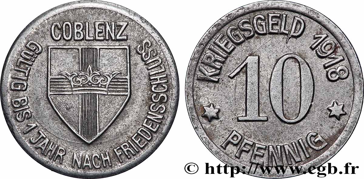 ALLEMAGNE - Notgeld 10 Pfennig Coblenz (Coblence) 1918  SUP 