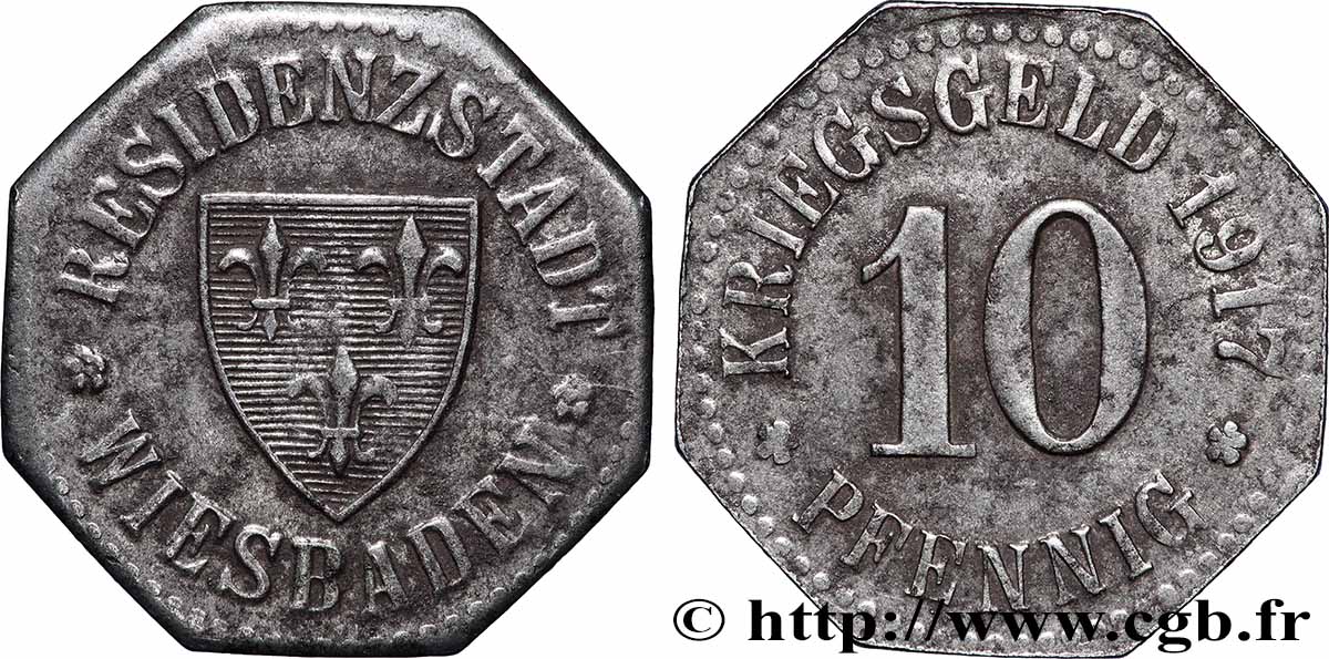 GERMANY - Notgeld 10 Pfennig Wiesbaden 1917  XF 