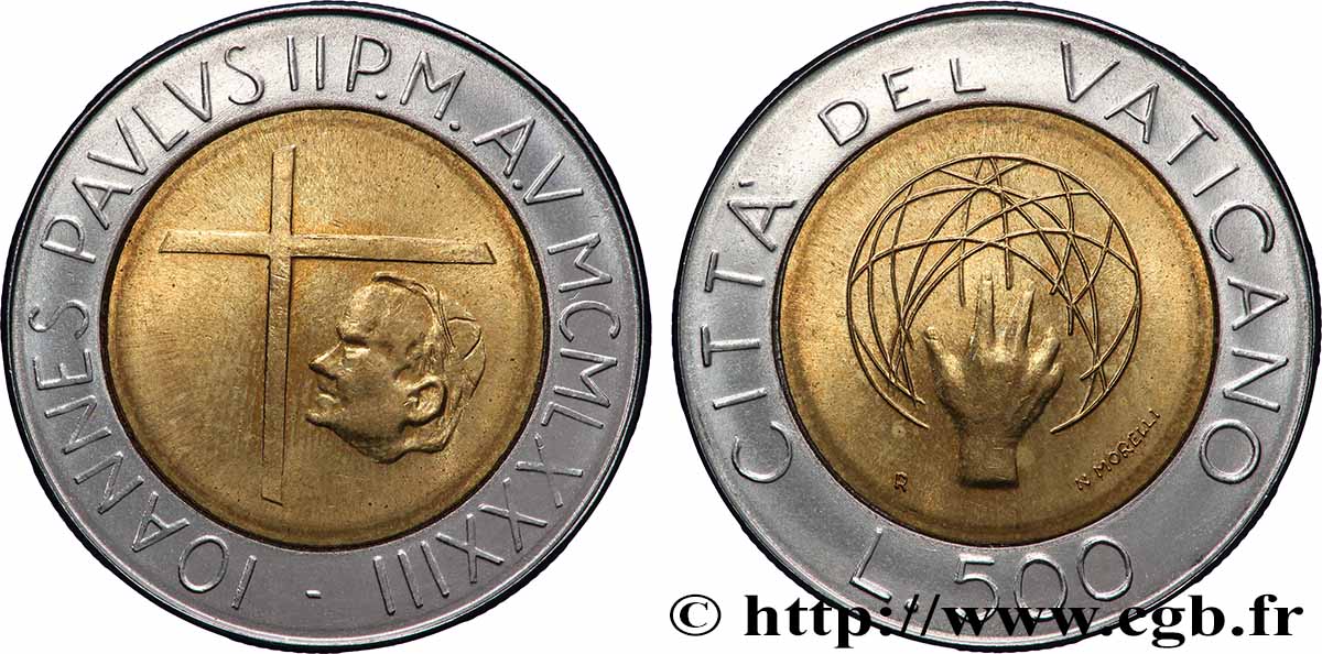 VATICANO Y ESTADOS PONTIFICIOS 500 Lire Jean Paul II an V / création de l’univers 1983 Rome SC 