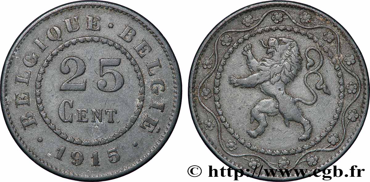 BELGIQUE 25 Centimes 1915 Bruxelles TTB+ 