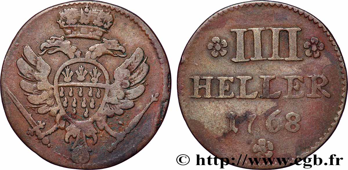ALLEMAGNE - COLOGNE 4 Heller Maximilien François Xavier 1768  TB 