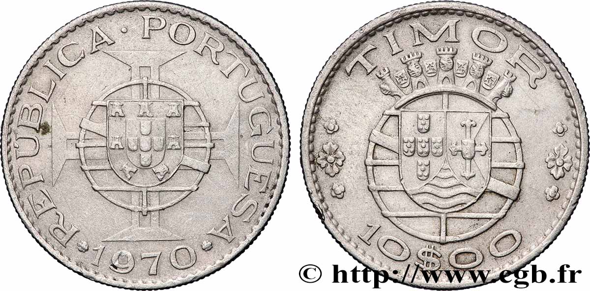 TIMOR 10 Escudos Colonie Portugaise 1970 Lisbonne AU 