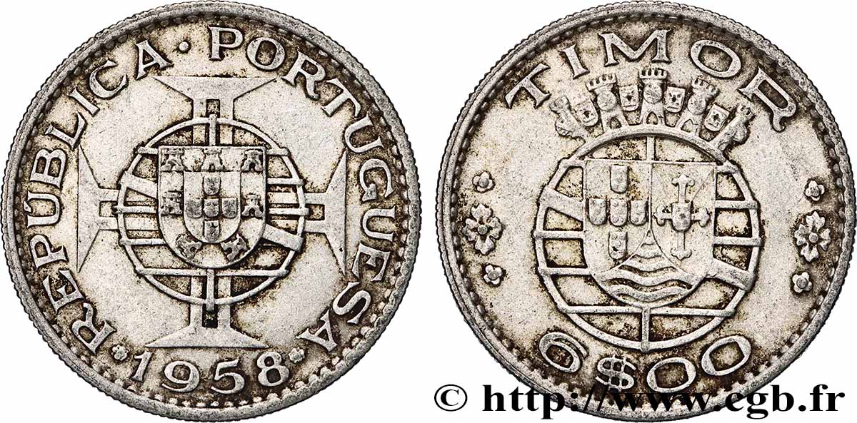 TIMOR 6 Escudos Colonie Portugaise 1958 Lisbonne AU 