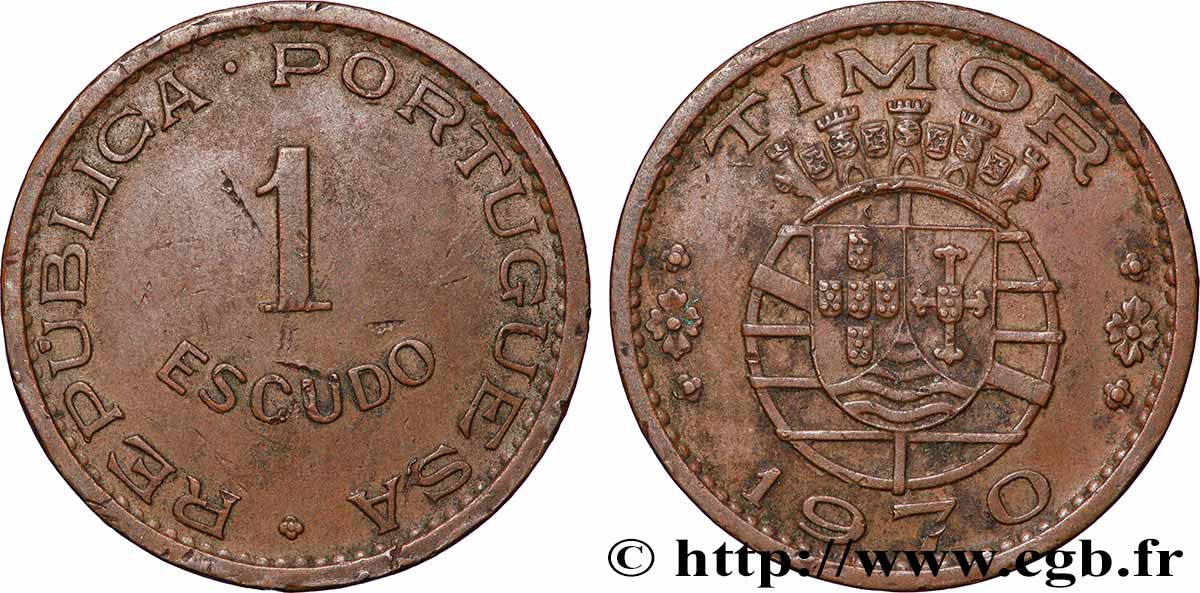 TIMOR 1 Escudo Colonie Portugaise 1970 Lisbonne TTB 