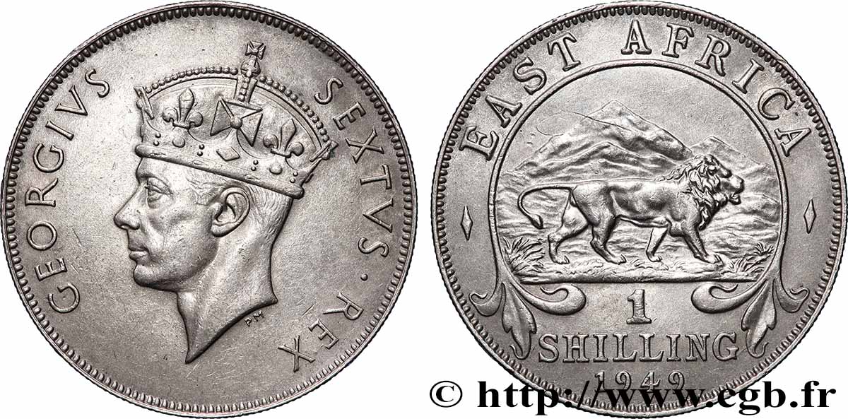 AFRIQUE DE L&nbsp;EST 1 Shilling Georges VI 1949 Londres TTB+ 