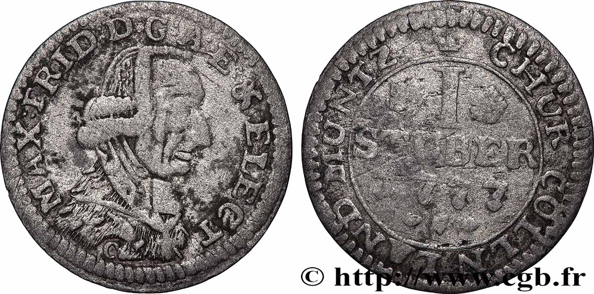 ALLEMAGNE - COLOGNE 1 Stuber Maximilien-Frédéric de Königsegg-Rotenfels prince-évèque 1777  TB 