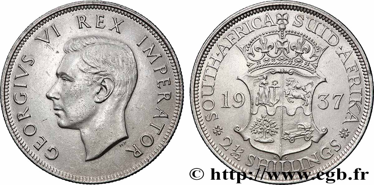 AFRIQUE DU SUD 2 1/2 Shillings Georges VI 1937 Pretoria SUP 