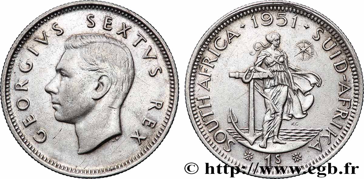 AFRIQUE DU SUD 1 Shilling Georges VI 1951 Pretoria TTB+ 