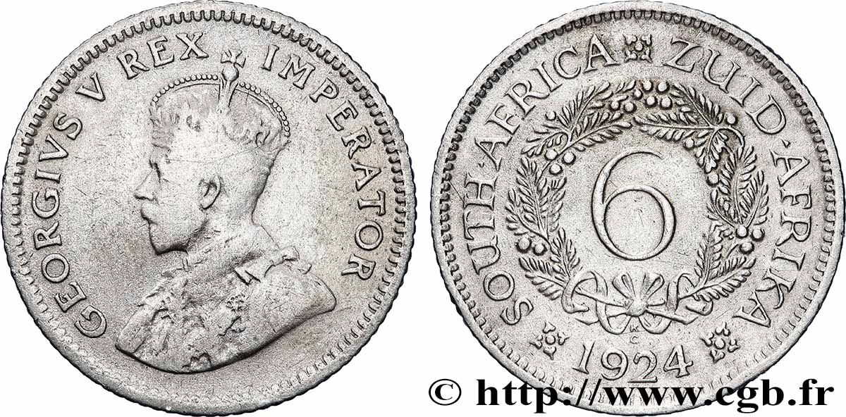 AFRIQUE DU SUD 6 Pence Georges V 1924 Pretoria TB+ 