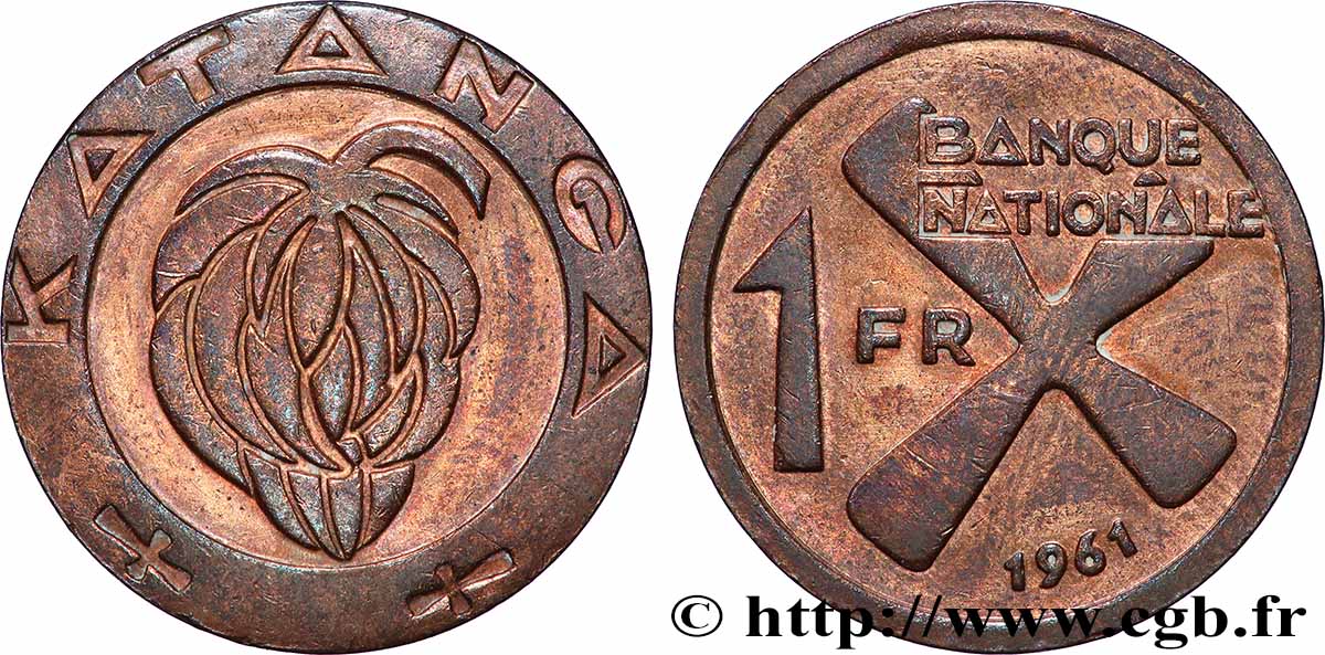 KATANGA 1 Franc 1961 Kings Norton TTB 