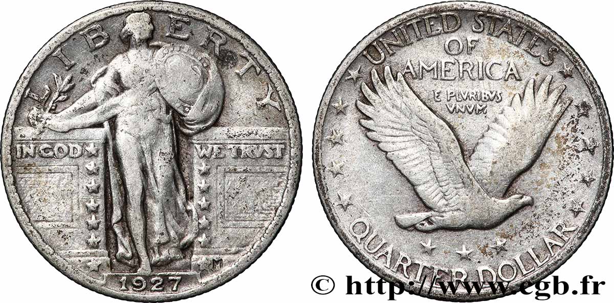 UNITED STATES OF AMERICA 1/4 Dollar Liberty 1927 Philadelphie VF 