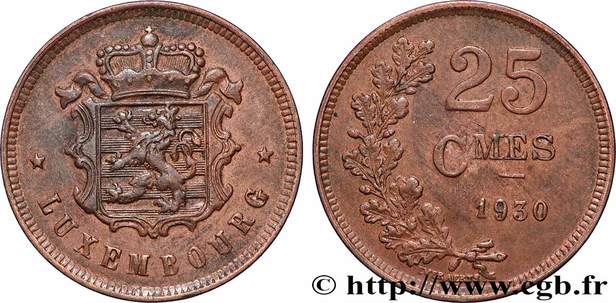 LUXEMBOURG 25 Centimes 1930  TTB+ 