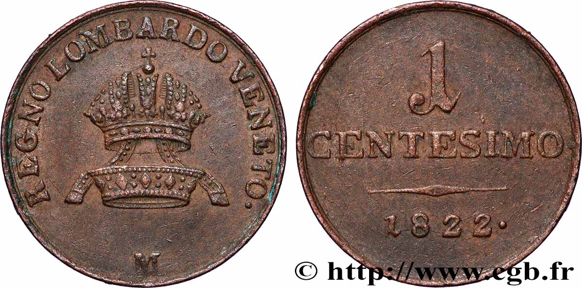 ITALIE - LOMBARDIE-VENITIE 1 Centesimo 1822 Milan - M TTB+ 