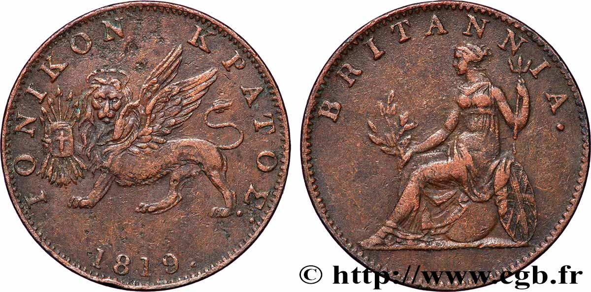 ÎLES IONIENNES 2 Lepta 1819  TTB 