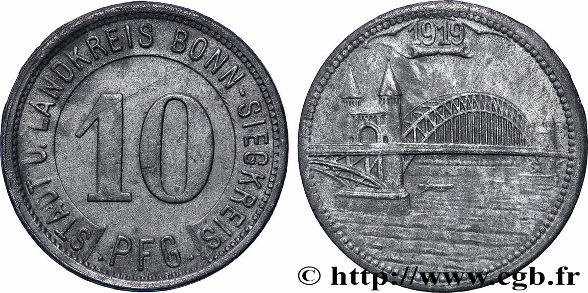 ALLEMAGNE - Notgeld 10 Pfennig Bonn 1919  TTB+ 