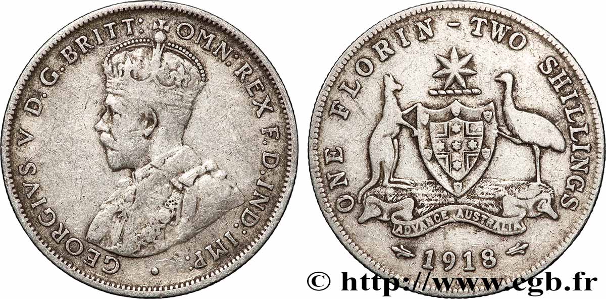 AUSTRALIA 1 Florin Georges V 1918 Melbourne - M q.BB 