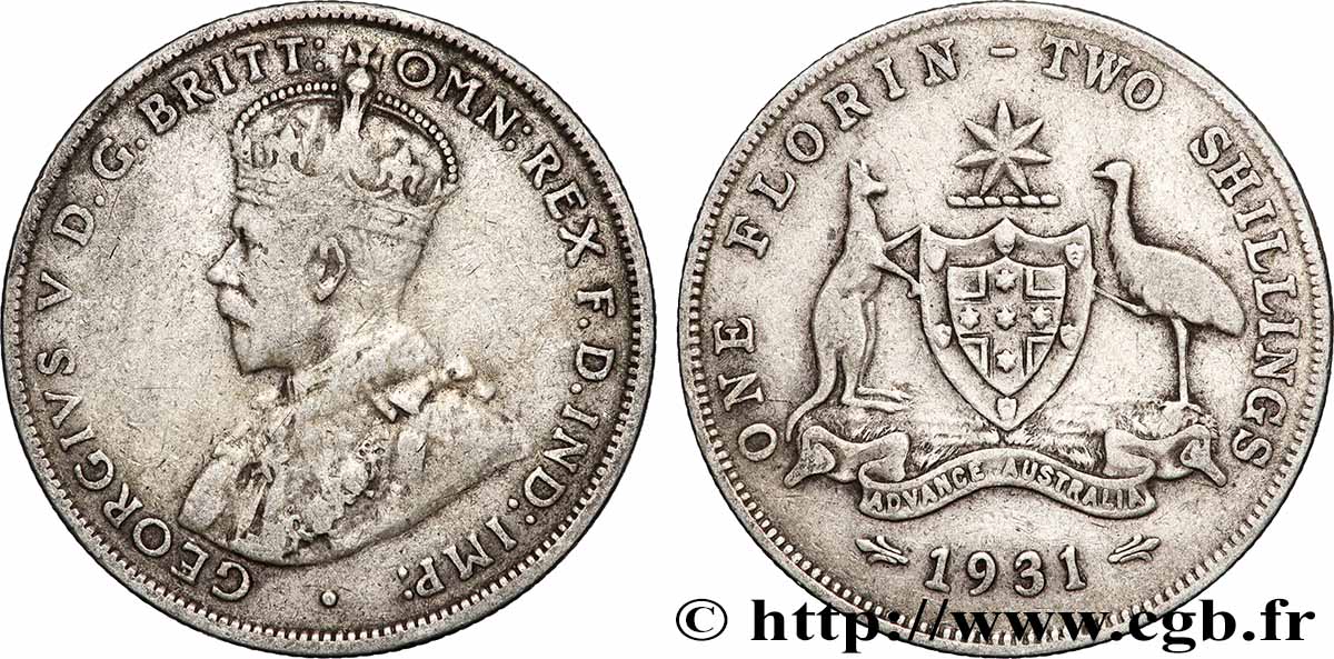 AUSTRALIE 1 Florin Georges V 1931 Melbourne TB+ 