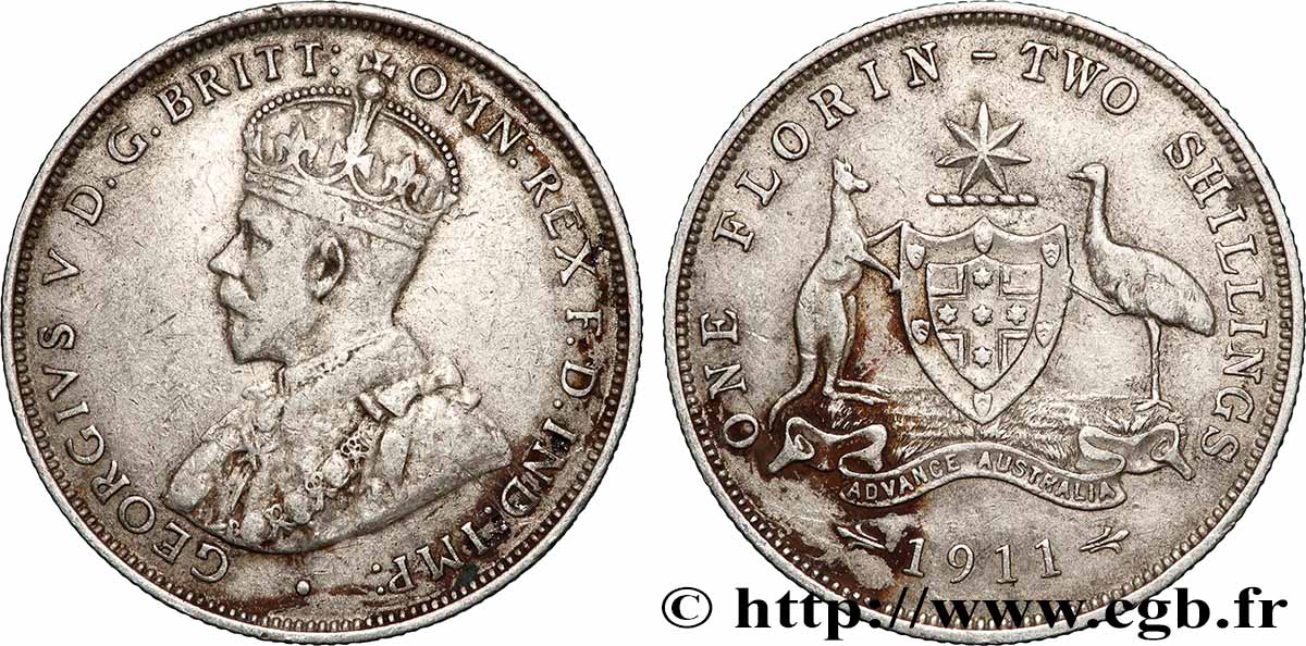 AUSTRALIE 1 Florin Georges V 1911 Melbourne - M TTB 