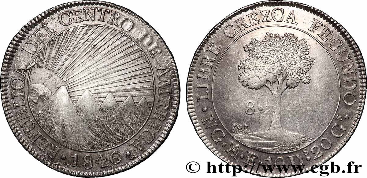 RÉPUBLIQUE DE L&nbsp;AMÉRIQUE CENTRALE 8 Reales 1846 Guatemala SUP 