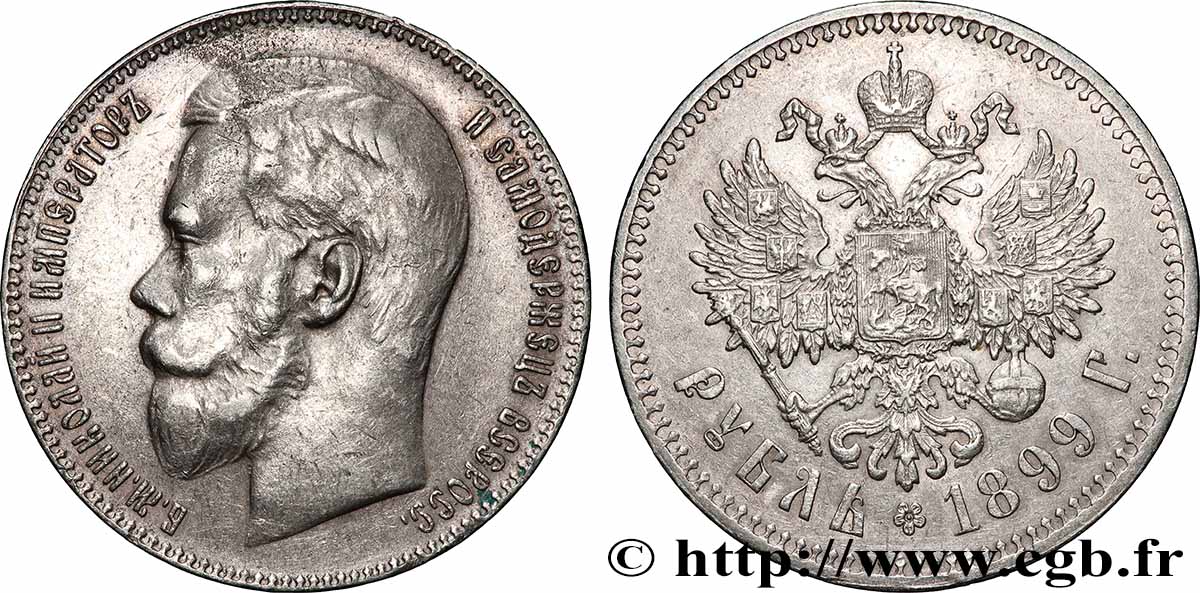 RUSSIE 1 Rouble Nicolas II 1899 Bruxelles TTB/TTB+ 