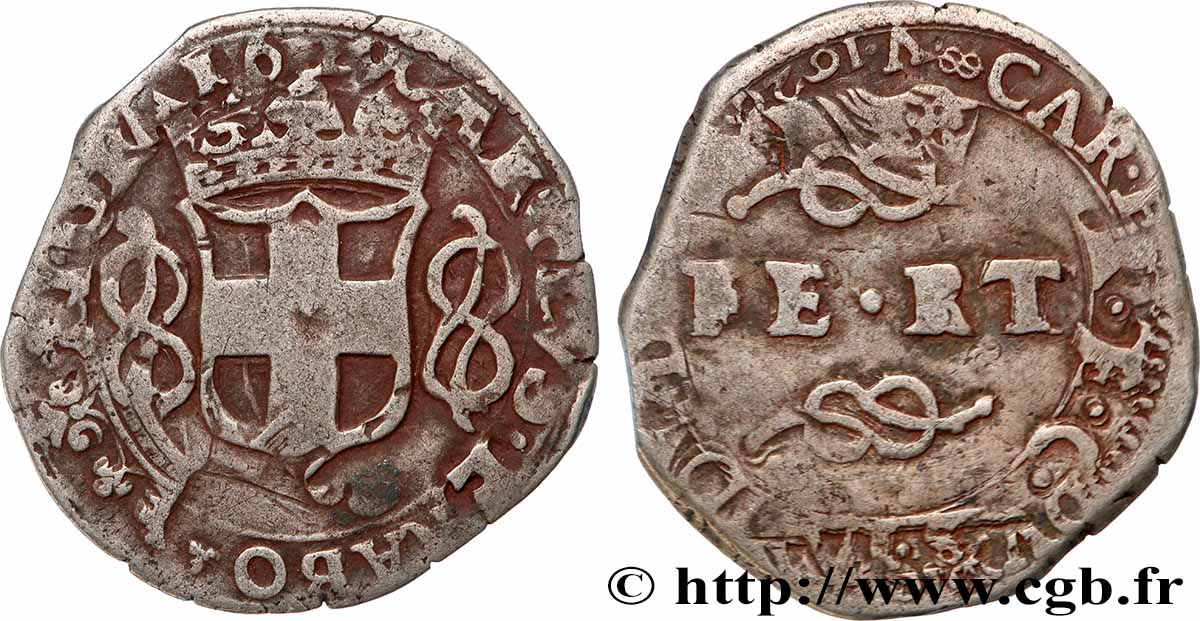 SAVOIE - DUCHÉ DE SAVOIE - CHARLES-EMMANUEL Ier 6 sols (6 soldi) n.d. Chambéry B+ 