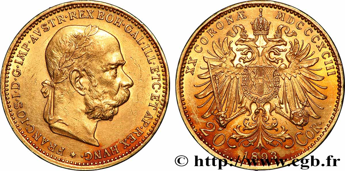 AUTRICHE 20 Corona François Joseph 1893 Vienne SUP 