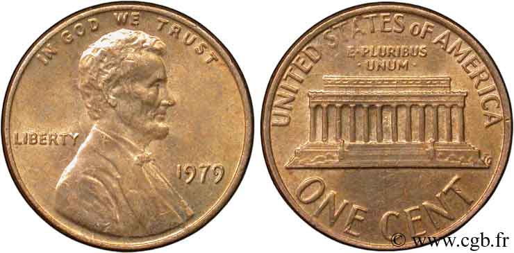 STATI UNITI D AMERICA 1 Cent Lincoln / mémorial 1979 Philadelphie MS 