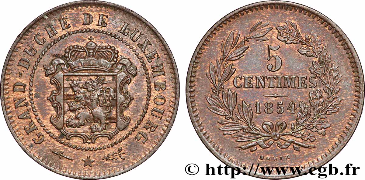 LUXEMBOURG 5 Centimes 1854 Utrecht SUP 
