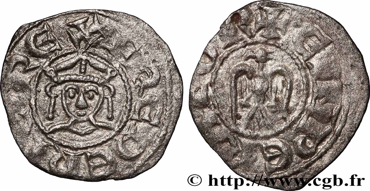 ITALIE - ROYAUME DE SICILE - FRÉDÉRIC II ET HENRY VI Denaro (denier) n.d. Brindisi  TTB 