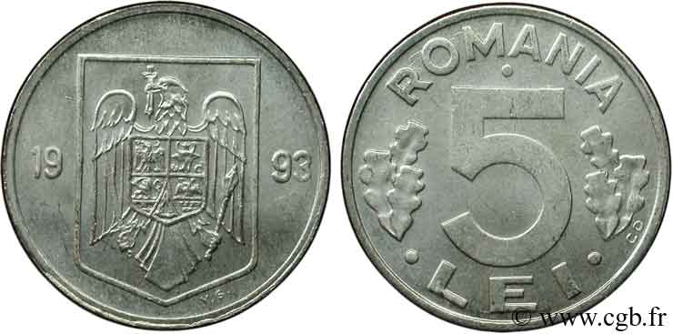 RUMANIA 5 Lei emblème 1993  SC 