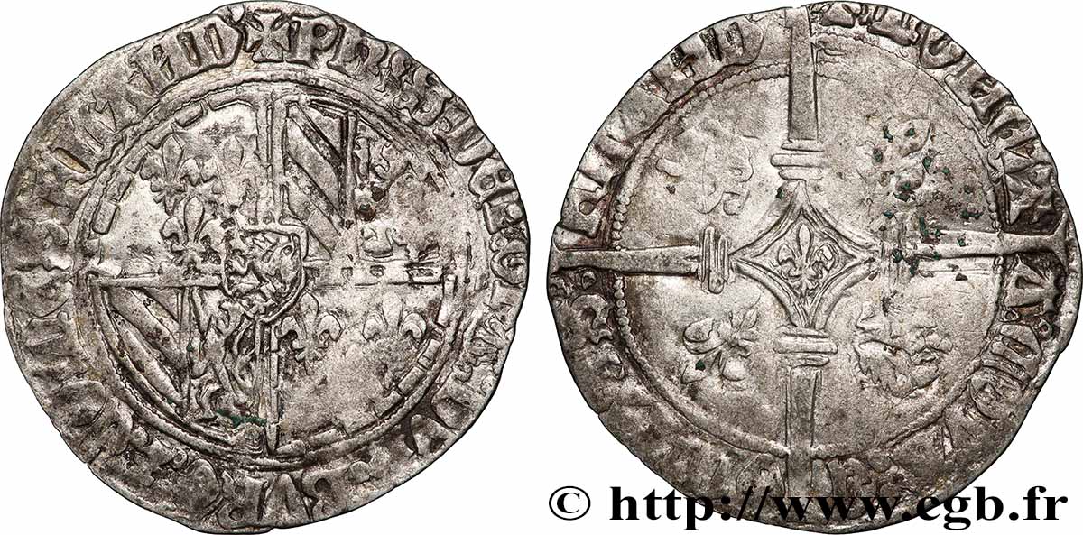 FLANDRE - COMTÉ DE FLANDRE - PHILIPPE LE BON Double gros dit &nbsp;Vierlander&nbsp; n.d. Gand ou Bruges TB+ 
