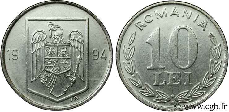 ROMANIA 10 Lei emblème 1994  MS 