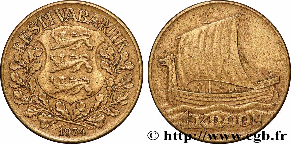 ESTONIA 1 Kroon 1934  XF 
