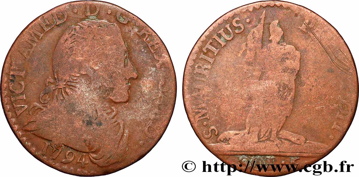 SAVOIE - DUCHÉ DE SAVOIE - VICTOR-AMÉDÉE III 5 Sols (5 Soldi) 1794 Turin B+ 