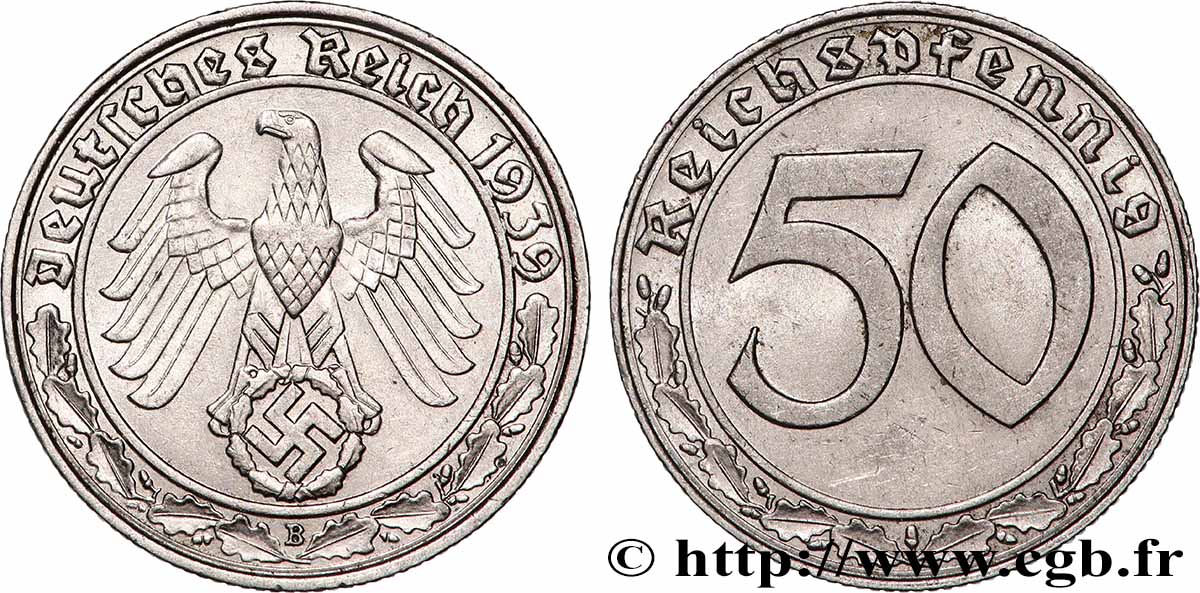 ALLEMAGNE 50 Reichspfennig aigle et svastika 1939 Vienne TTB+ 