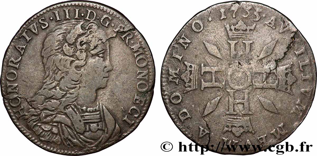 MONACO - PRINCIPAUTÉ DE MONACO - HONORÉ III Pezzetta 1735 Monaco TB+ 