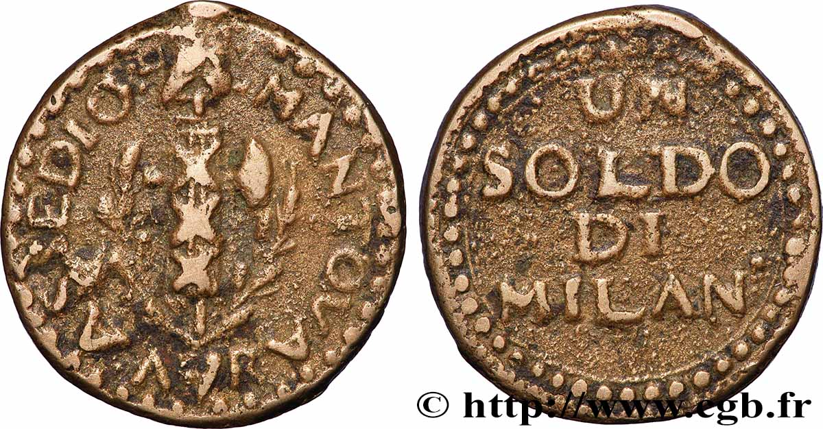 ITALIE - SECOND SIÈGE DE MANTOUE 1 soldo 1799 Mantoue TB+ 