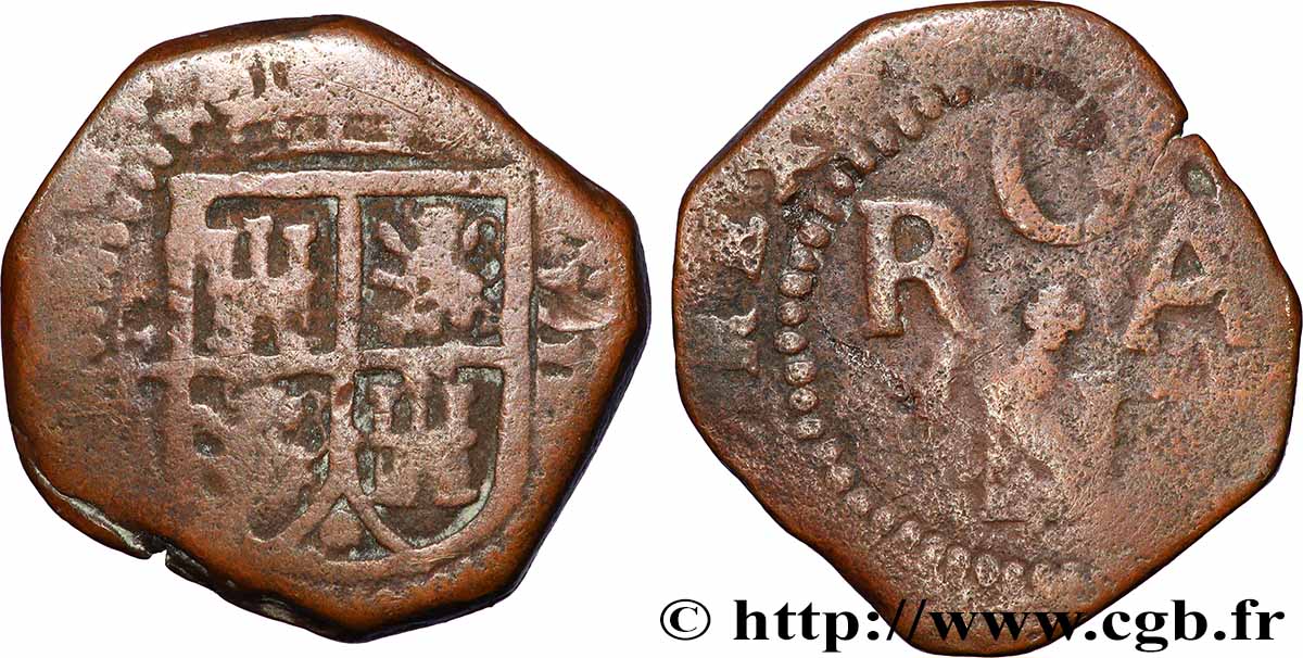 ESPAGNE - ROYAUME D&nbsp;ESPAGNE - PHILIPPE III 4 Maravedis type ORAN N.D. (1618) Tolède TB+ 