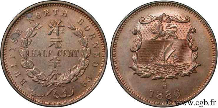 MALAYSIA 1/2 Cent British North Borneo Company 1886 Heaton MS 