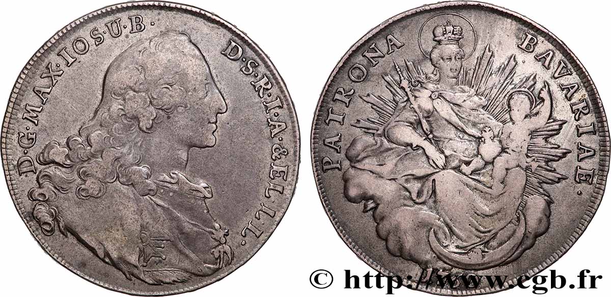 ALLEMAGNE - ÉLECTORAT DE BAVIÈRE - MAXIMILIEN III JOSEPH 1 Thaler Maximilien III 1760 Munich TTB 