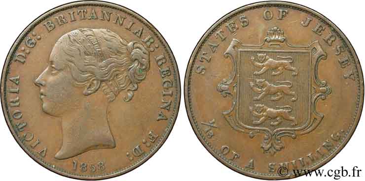 ISLA DE JERSEY 1/13 Shilling Reine Victoria / armes du Baillage de Jersey 1881  MBC 