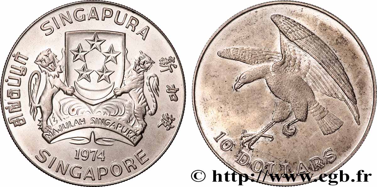 SINGAPOUR 10 Dollars aigle 1974  SPL 