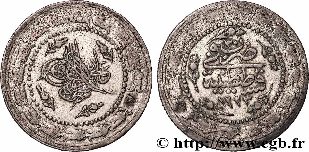 TURQUIE 6 Kurush Mahmud II AH1223 an 30 1836 Constantinople TTB 