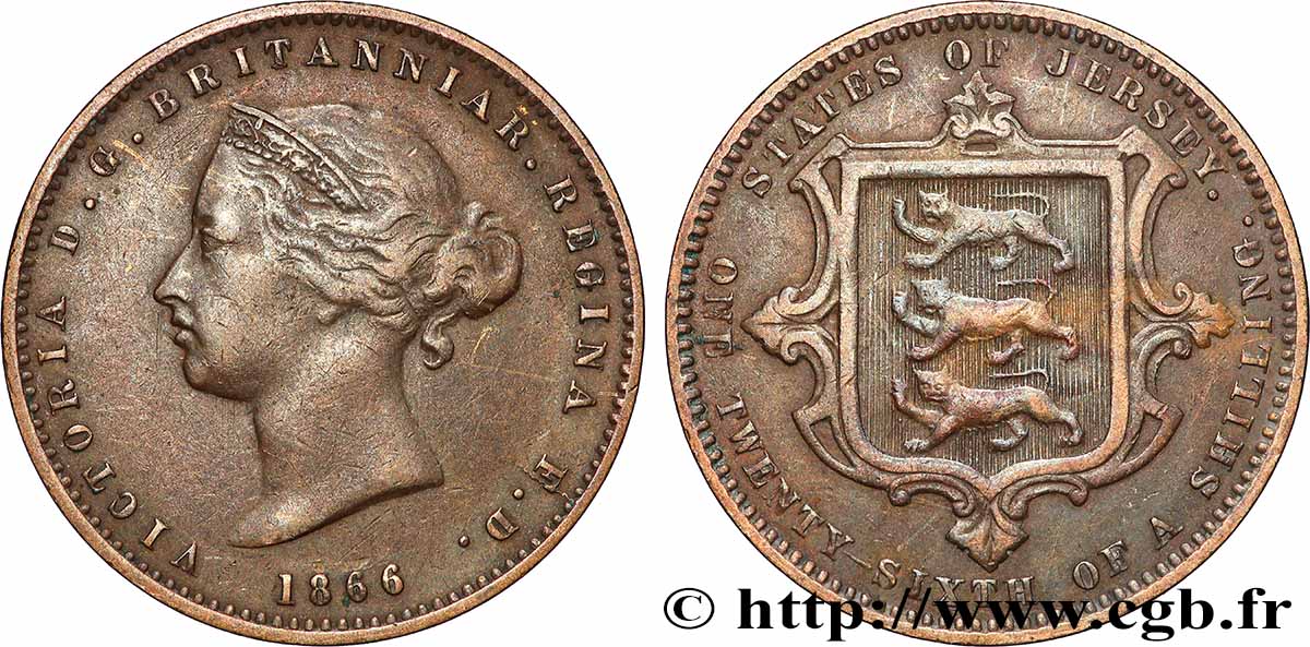 JERSEY 1/26 Shilling Victoria 1866  SS 