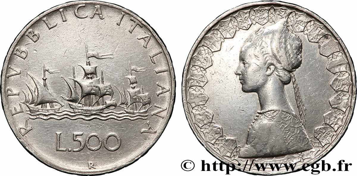 ITALIE 500 Lire “caravelles” 1958 Rome TTB 
