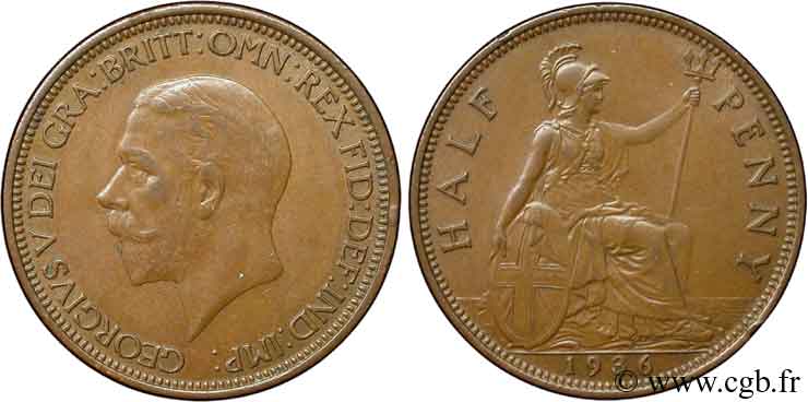 REINO UNIDO 1/2 Penny Georges V / Albion 1936  EBC 